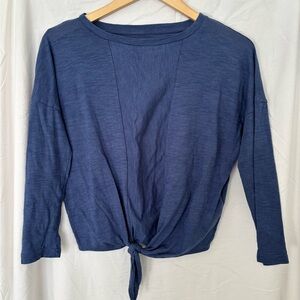 Banana Republic Navy Long Sleeve Tie-Front Top